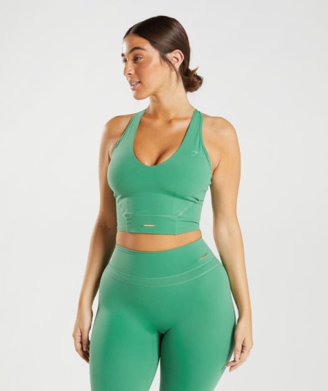 Podkoszulki Gymshark Whitney Crop Damskie Zielone | PL 875HXN